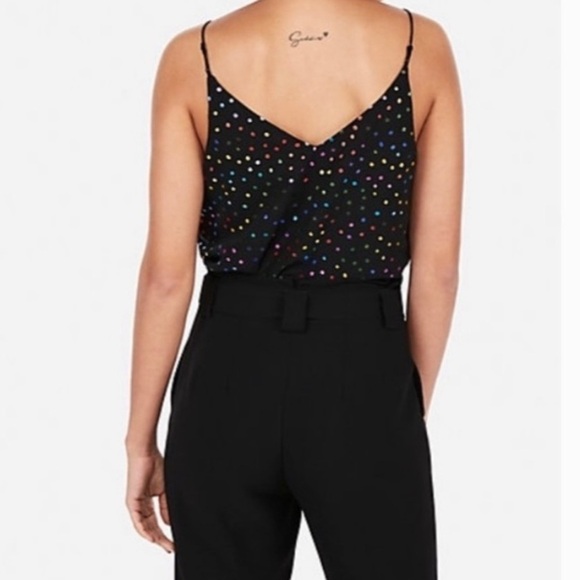 Express Rainbow Polkadot Spaghetti Strap Swing Tank In Black Size M - Picture 2 of 6